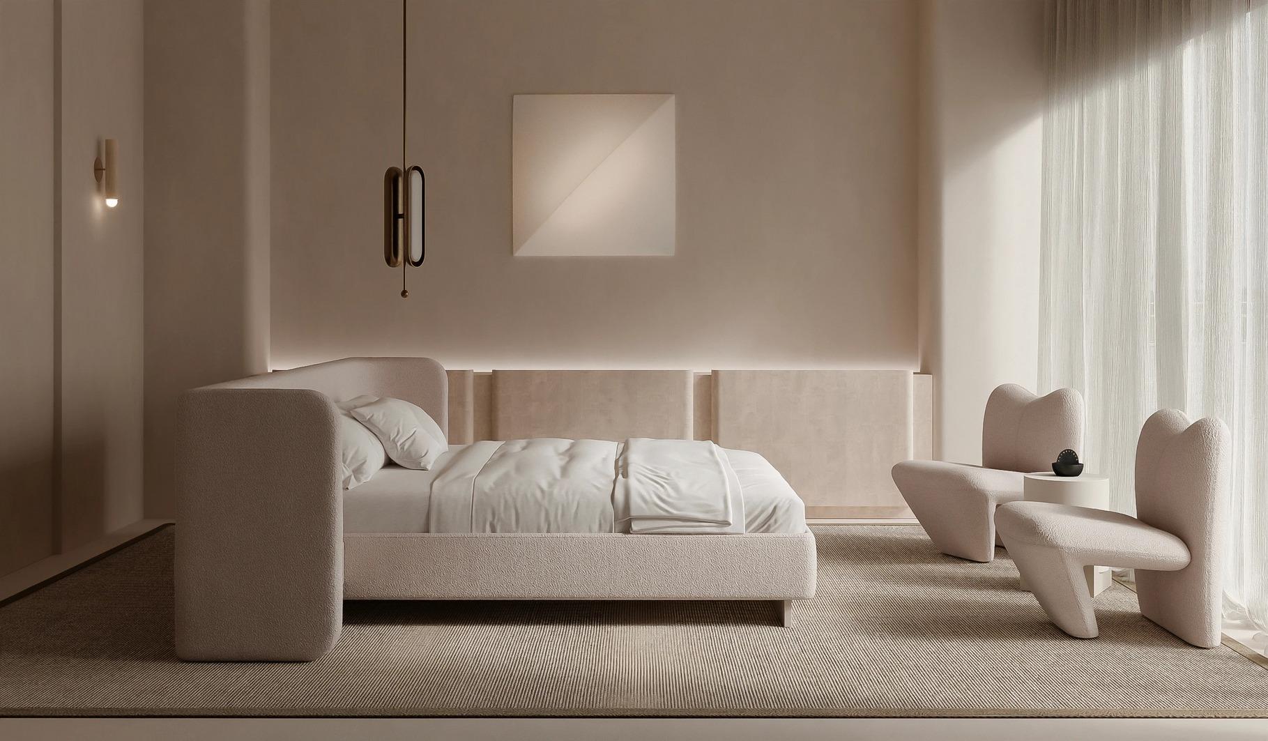 Hotel bedroom with custom furniture